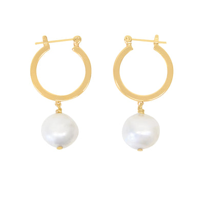 Baroque Hoops - ethically handcrafted 14k gold pearl earrings that give back to non-profit - international sanctuary
