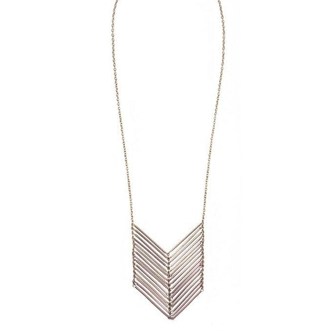 Ethically Handcrafted Long Silver Chevron Necklace that gives back to non-profit - International Sanctuary