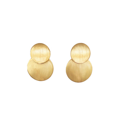 Coterie Earrings - ethically handcrafted brushed brass circle earrings that give back to non-profit and empower women escaping human trafficking