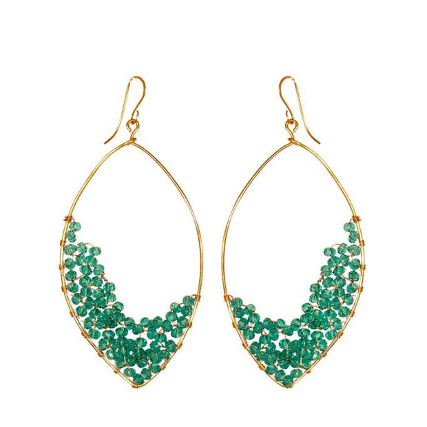 Dawn Drops - Ethically Handcrafted Brass Teardrop Earrings with Teal Beads that give back to non-profit  - International Sanctuary