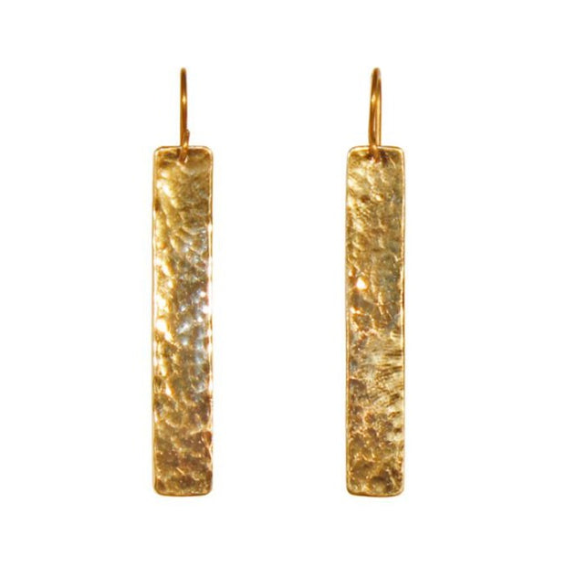 Handcrafted Hammered Brass Bar Earrings