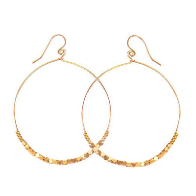 Handcrafted Brass Hoop Earrings with Beads