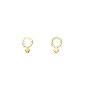 Virtue Studs - Brass handcrafted studs featuring the Woman Sign. Made in India by young women escaping human trafficking. Dainty Studs for everyday use